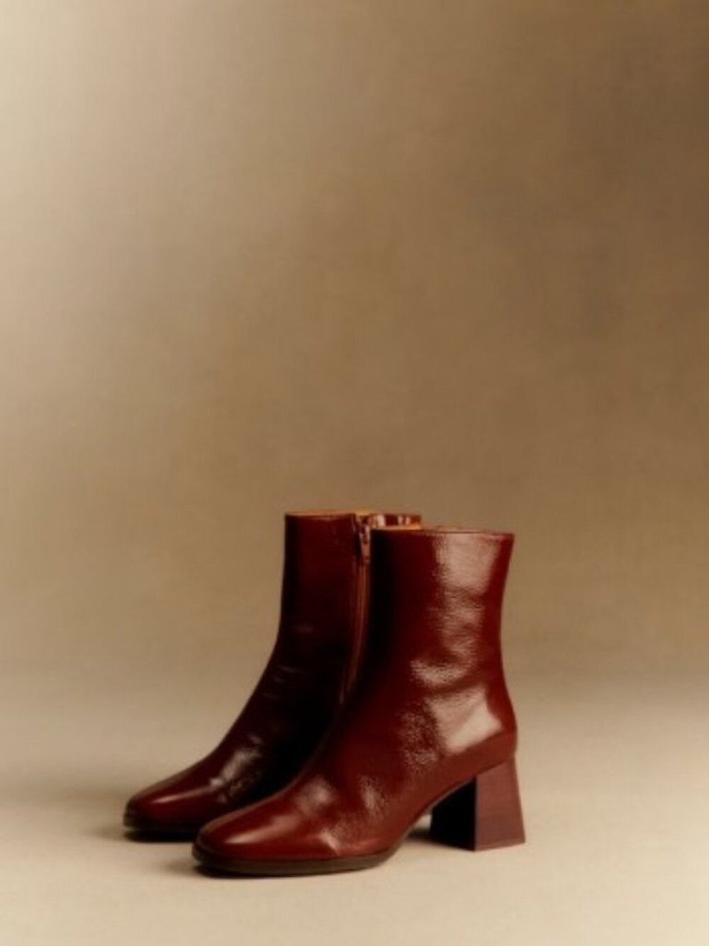 Sézane Axelle Patent Camel Ankle Boots Sz 6 - Picture 2 of 15